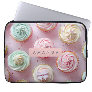 Personalized Pastel Cupcake Swirl Laptop Sleeve