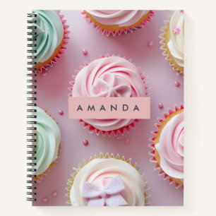 Personalized Pastel Cupcake Swirl Notebook