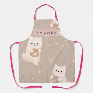 Personalized Pastel Cute Puppy Pattern Apron