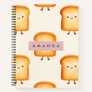 Personalized Pastel Cute Smiling Toast Pattern Notebook