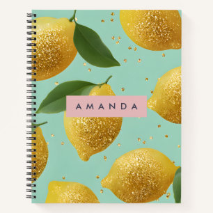 Personalized Pastel Glitter Lemon Style Notebook