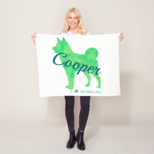 Personalized Pastel Green Shiba Inu Blanket 柴犬