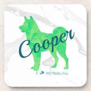 Personalized Pastel Green Shiba Inu Dog Custom Coaster