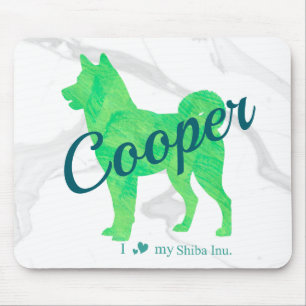 Personalized Pastel Green Shiba Inu Dog Custom Mouse Pad