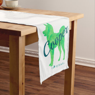 Personalized Pastel Green Shiba Inu Dog Custom Short Table Runner