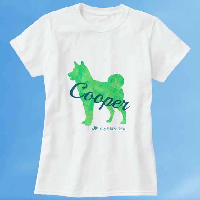 Personalized pastel green Shiba Inu dog mom T-Shirt (Creator Uploaded)
