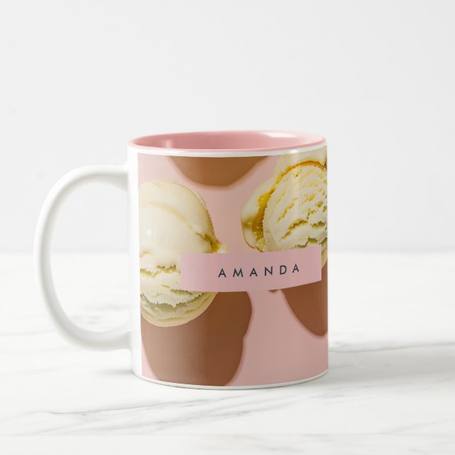 Personalized Pastel Lemon Cream Bliss Two-Tone Coffee Mug (Left)
