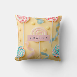 Personalized Pastel Lollipop Candy Swirl Cushion