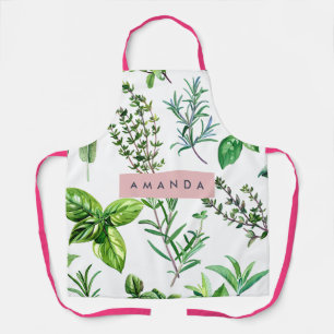 Personalized Pastel Lush Garden Herbs  Apron
