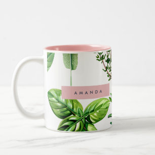Personalized Pastel Lush Garden Herbs  Two-Tone Coffee Mug