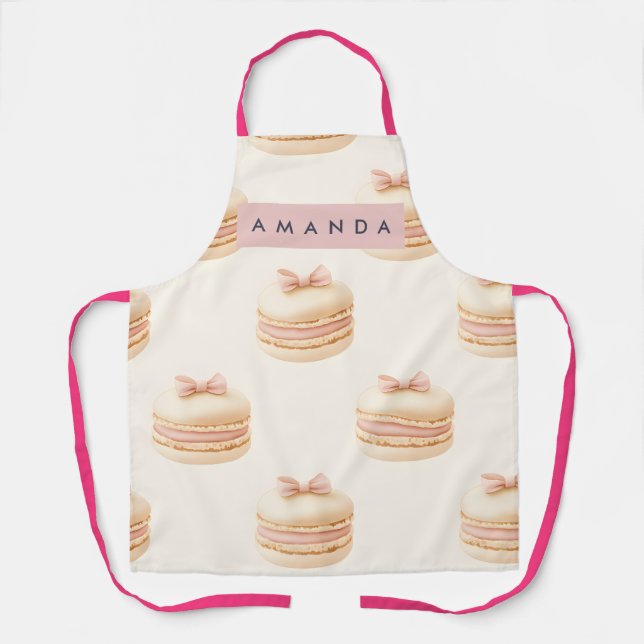 Personalized Pastel Macaron Coquette Pattern Apron (Front)