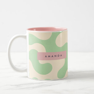 Personalized Pastel Mint Green Abstract Camo Two-Tone Coffee Mug