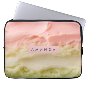 Personalized Pastel Neapolitan Ice Cream Stripe Laptop Sleeve