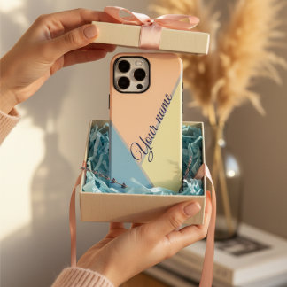 Personalized Pastel Peach Blue Yellow Modern Gift iPhone 16 Pro Max Case