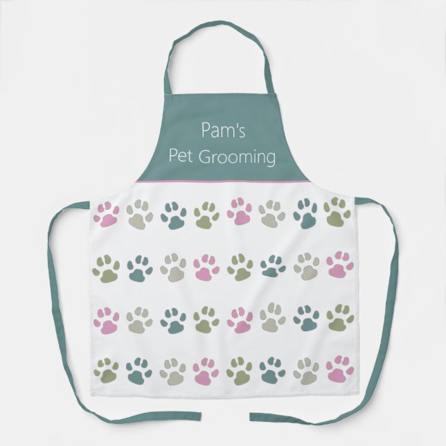 Personalized Pastel Pet Paws Apron (Front)