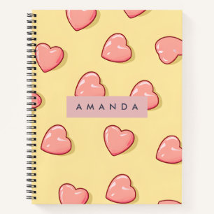 Personalized Pastel Pink Candy Heart  Notebook
