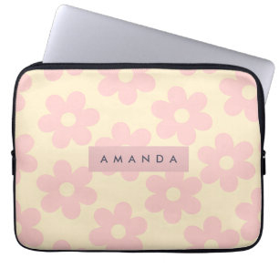 Personalized Pastel Pink Daisy Flower Laptop Sleeve