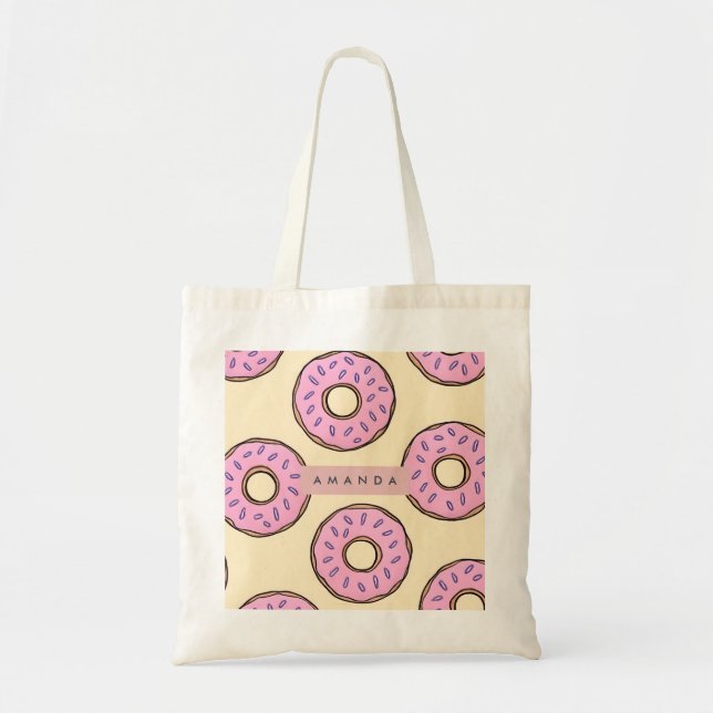 Personalized Pastel Pink Donut  Tote Bag (Front)