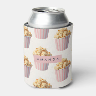 Personalized Pastel Pink Popcorn Bucket Can Cooler