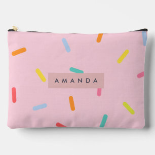 Personalized Pastel Pink Sprinkle Confetti Accessory Pouch