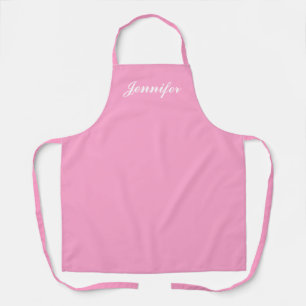 Personalized Pastel Pink White Script Womens Chef Apron