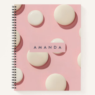 Personalized Pastel Pink with Cream Dot Notebook