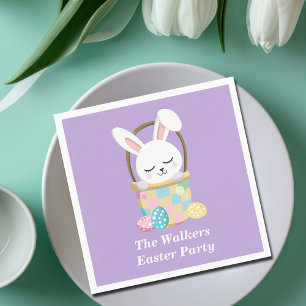 Personalized Pastel Purple Happy Easter Party Napkin