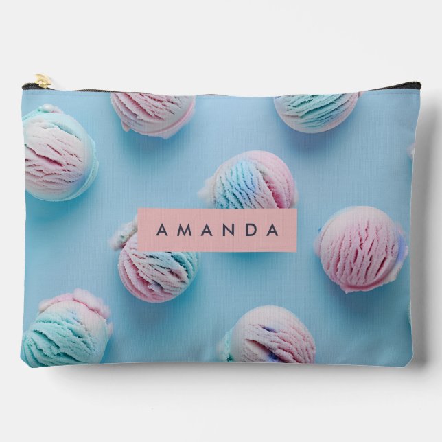 Personalized Pastel Rainbow Ice Cream  Accessory Pouch (Front)