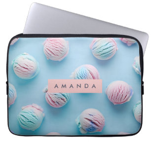 Personalized Pastel Rainbow Ice Cream  Laptop Sleeve