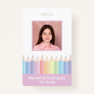 Personalized Pastel Rainbow Teacher Photo ID ID Badge