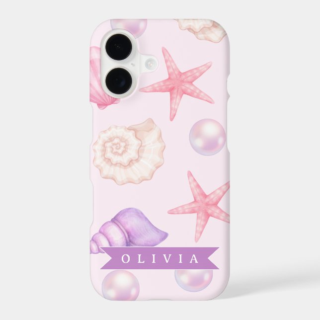 Personalized Pastel Seashell Coastal Custom Name (Back)