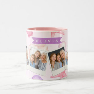 Personalized Pastel Seashell Coastal Custom Name Two-Tone Coffee Mug