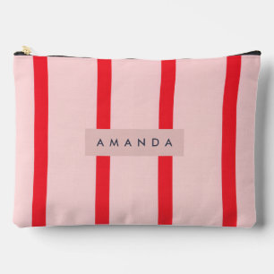 Personalized Pastel Stripes with Floral Accent Accessory Pouch
