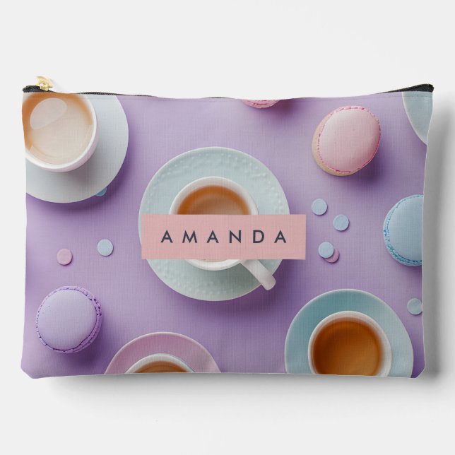 Personalized Pastel Tea Party Bliss Accessory Pouch (Front)