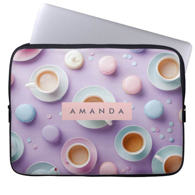 Personalized Pastel Tea Party Bliss Laptop Sleeve (Front)