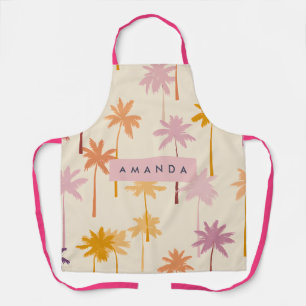 Personalized Pastel Tropical Sunset Palm Tree Apron