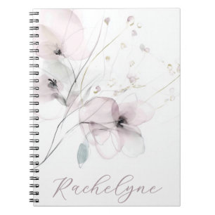 Personalized Pastel Watercolor Floral Minimalist Notebook