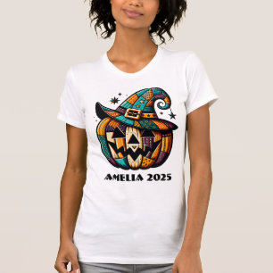 Personalized Patchwork Pumpk Halloween  T-Shirt