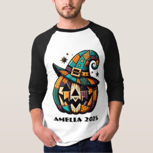 Personalized Patchwork Pumpk Halloween  T-Shirt