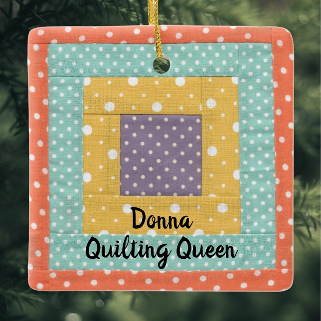 Personalized Patchwork Quilting Sewing Ceramic Ornament (Creator Uploaded)