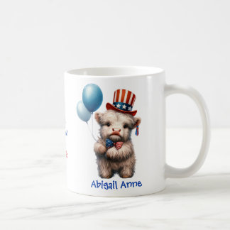 Personalized Patriotic Baby Highland Cow Coffee Mug