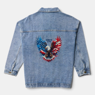Personalized Patriotic Colors America Bold Eagle Denim Jacket