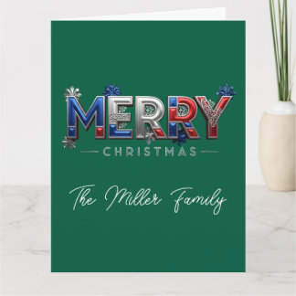 Personalized Patriotic Family Christmas Card