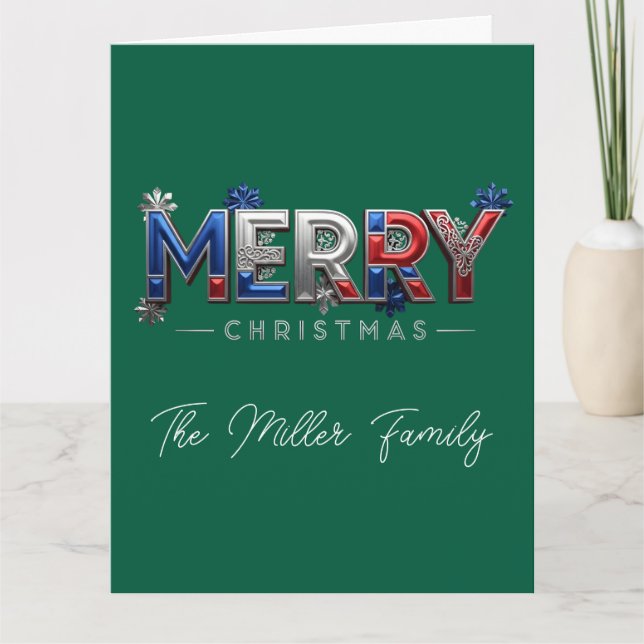 Personalized Patriotic Family Christmas Card (Front)