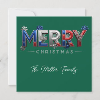 Personalized Patriotic Family Christmas Holiday Card