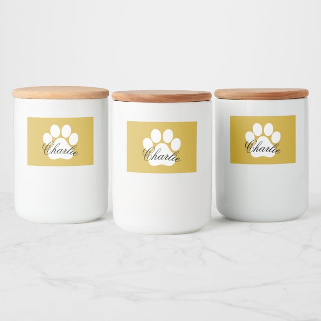 Personalized Paw Print Dog Food Label Custom Name  (Bottles)