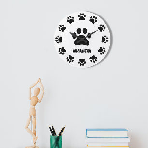 Personalized Paw Print Large Clock