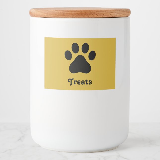 Personalized Paw Print Treats Container Label (Front)