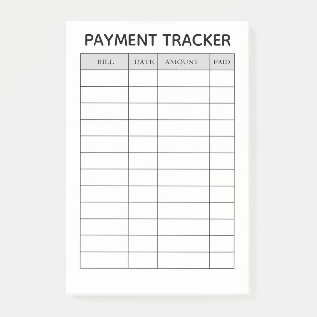 Personalized Payment Tracker Notepad (Front)