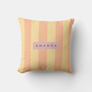 Personalized Peach and Cream Candy Stripe Cushion